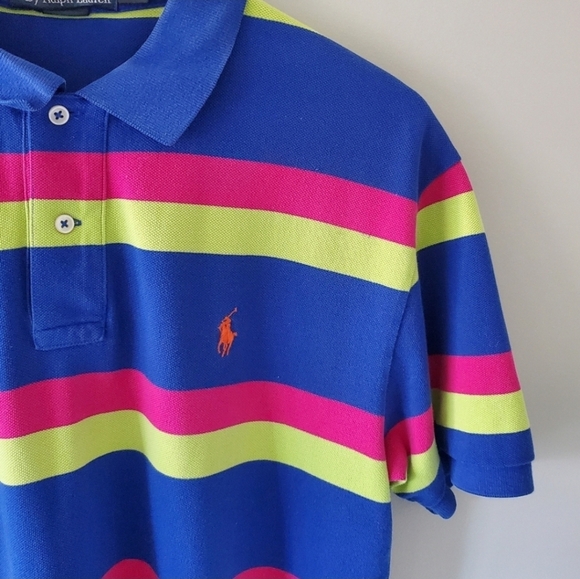 Polo Ralph Lauren M Vintage 90s Retro Stripe Preppy Eclectic Dadcore Polo - Picture 5 of 13